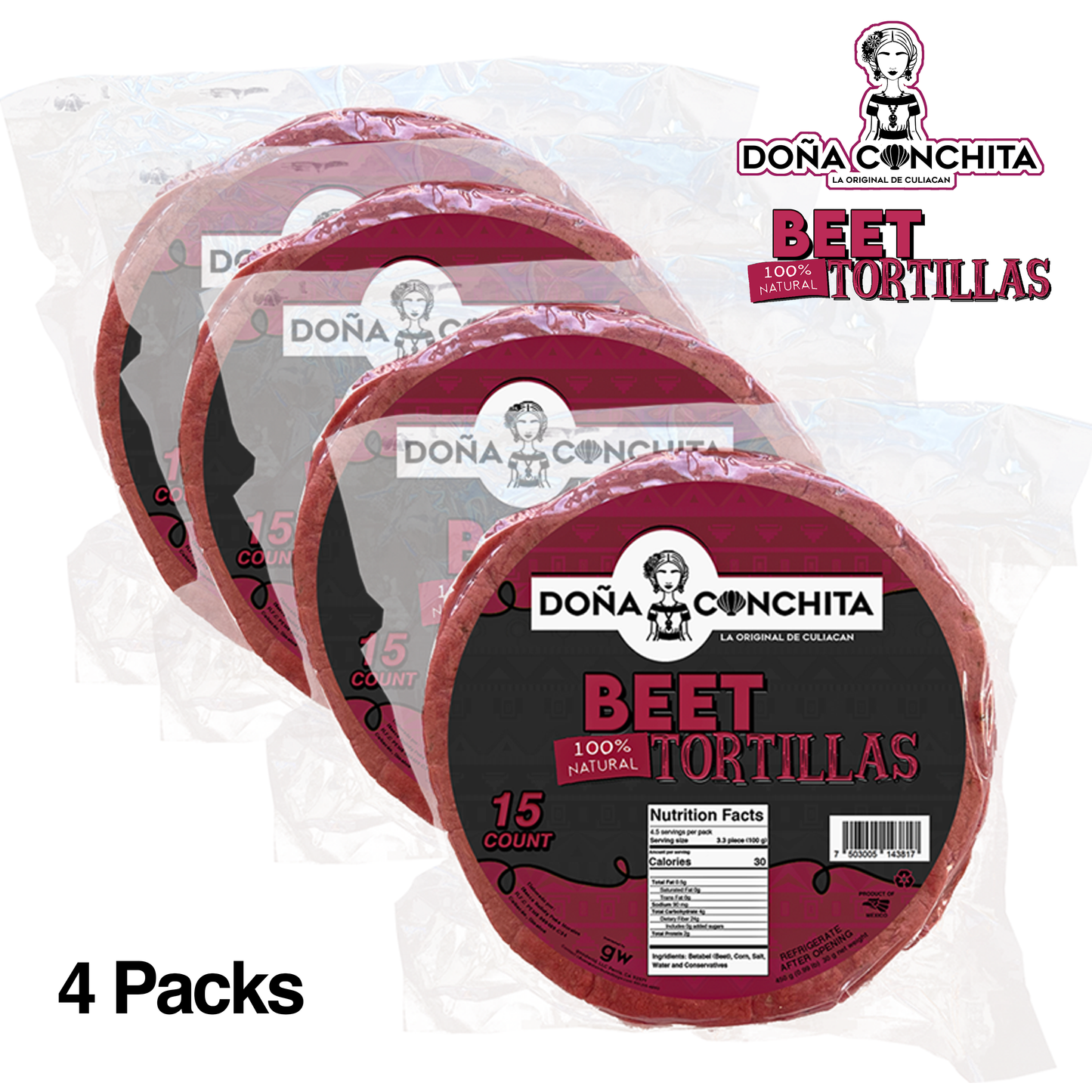 Doña Conchita Beet Tortillas 4 Pack