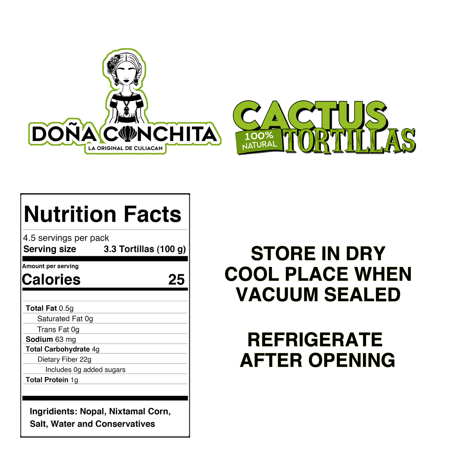 Doña Conchita Cactus Tortillas 4 Pack