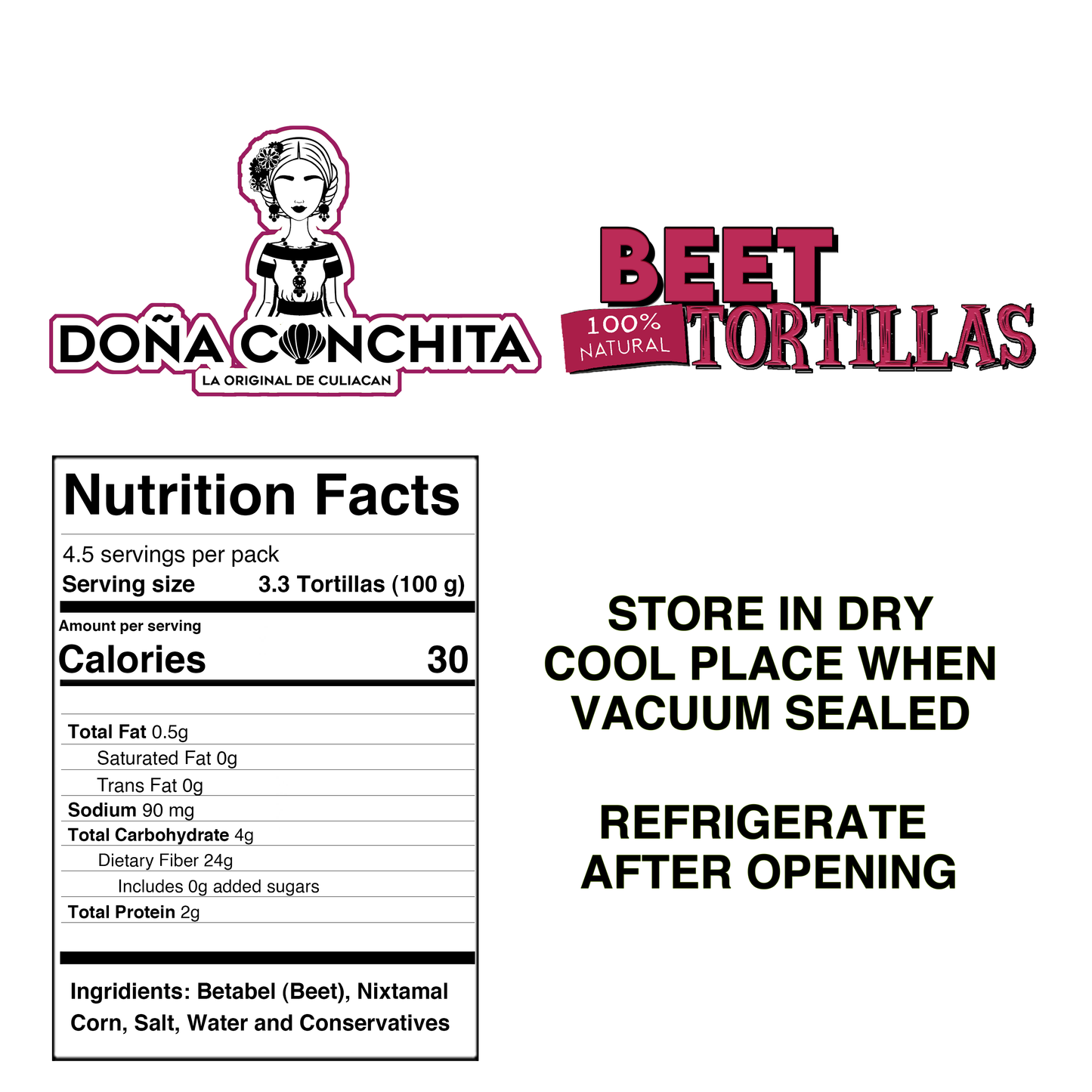 Doña Conchita Beet Tortillas 4 Pack